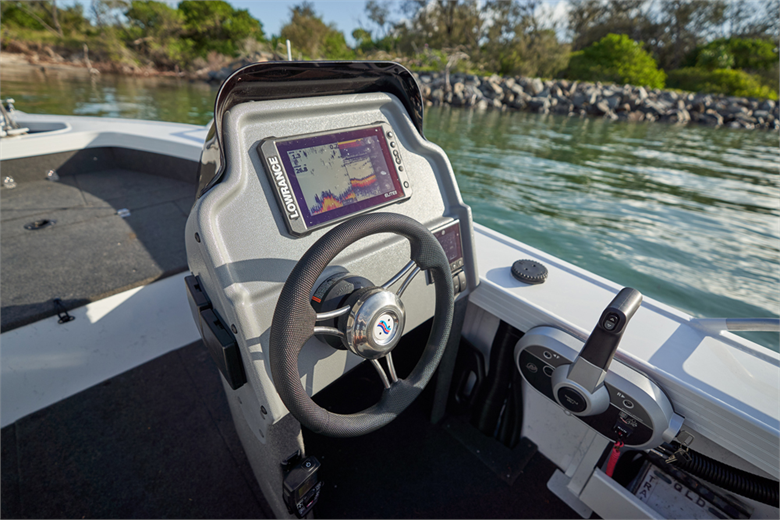 quintrex top ender white boat gliding on the water