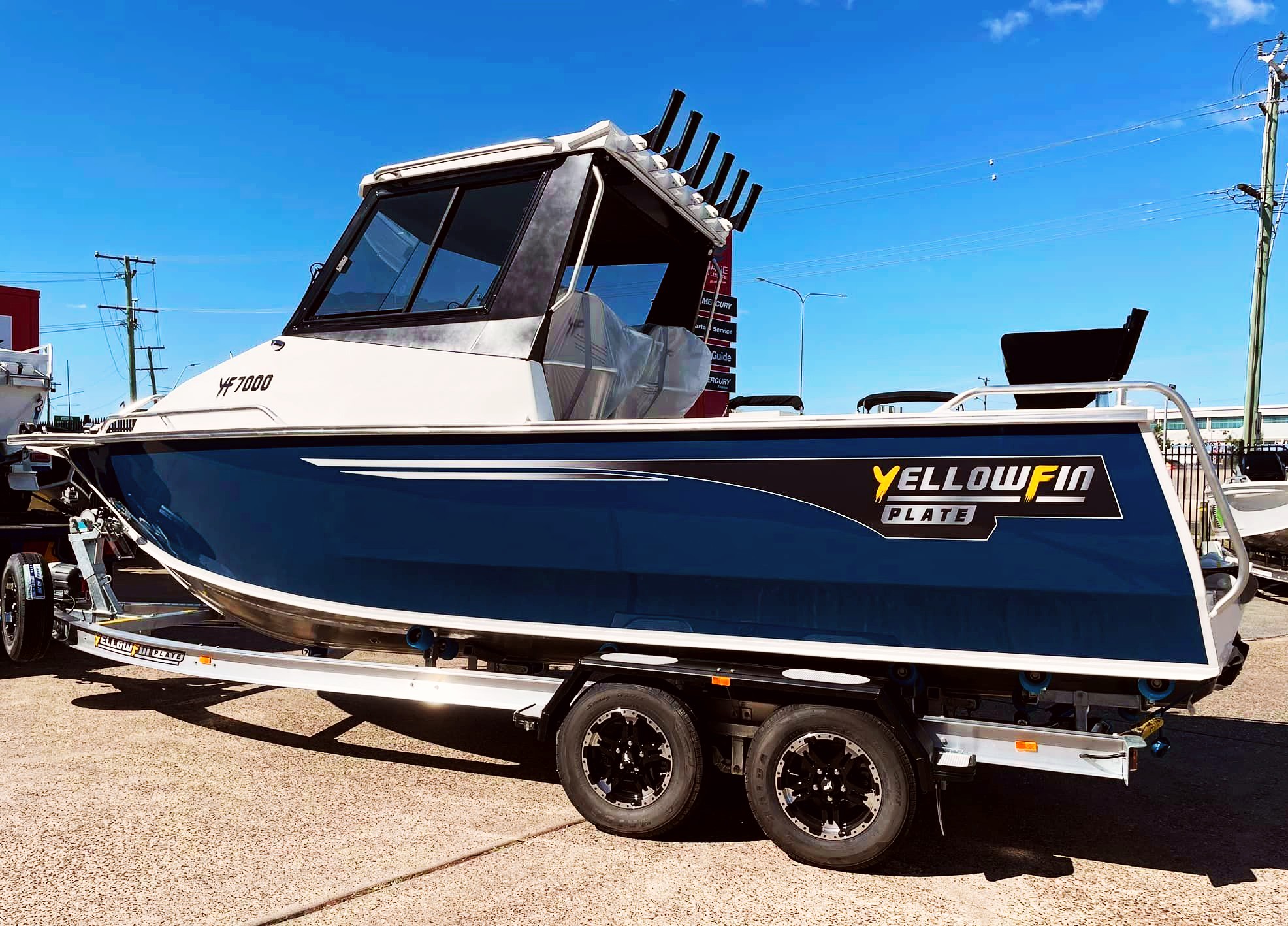 A low angle shot of a Northbank boat on an Easytow Alloy trailer.